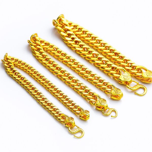 Boss Bracelet Classic Wrist Chain Men's Jewelry in 18k Gold-Filled Tight Curb Link, Available in 8mm/10mm/12mm, Ideal Gift