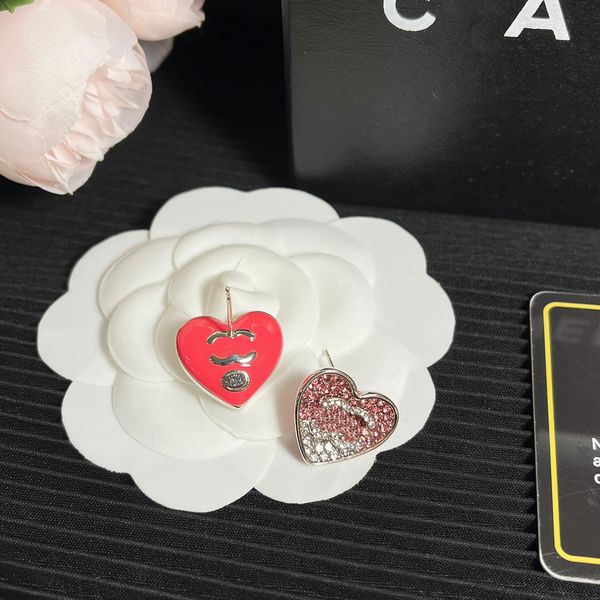 Boutique Heart Stud Diamond Earrings Cute Style Charming Womens Jewelry Classic Original Designer Brand Stud Earrings With Box