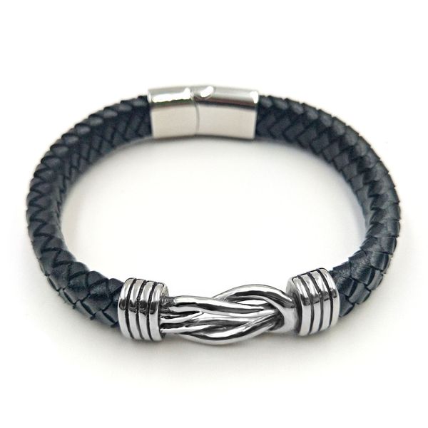 Brace Lace Hand Chain Jewelry Titanium Steel Men's Leather Rope Bracelet Pull Ring