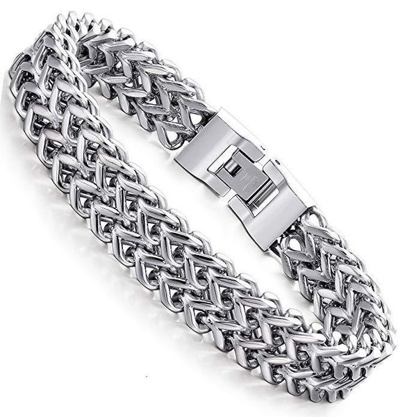 Brace Lace Hand ChainPersonality Square Men's Stainless Steel Bracelet Front and Back Chain Fish Scale Titanium Jewelry
