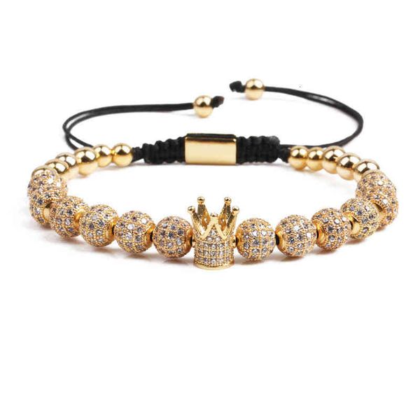 Bracelets featuring micro inlaid zircon CZ balls with a large crown woven charm design