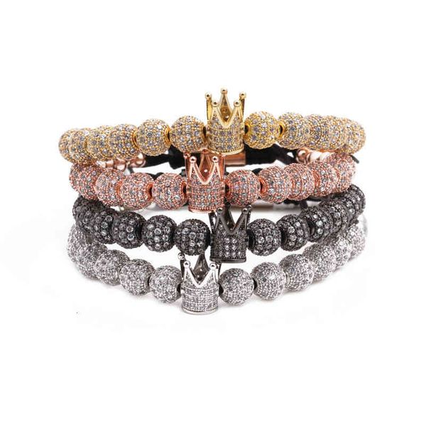 Bracelets It Can Be Used As a Crown Bracelet with Micro Inlaid Zircon Copper Beads to Weave Adjustable Men's Jewelry