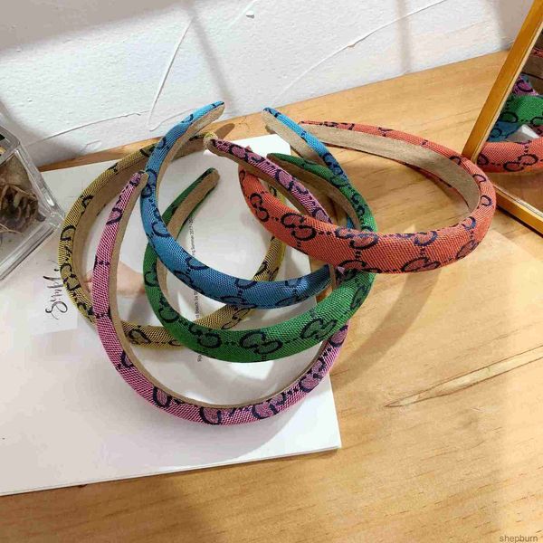 Brand Women's Double Letter Printed Headbands in Candy Colors, Stylish Thin-Brimmed Knotted Hair Hoops, Luxury Hair Accessories