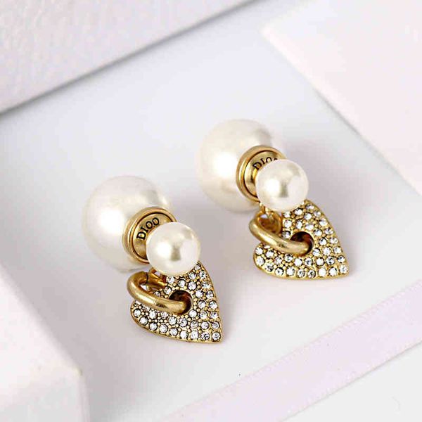 Brass peach heart earrings with diamond accents, trendy and stylish for women