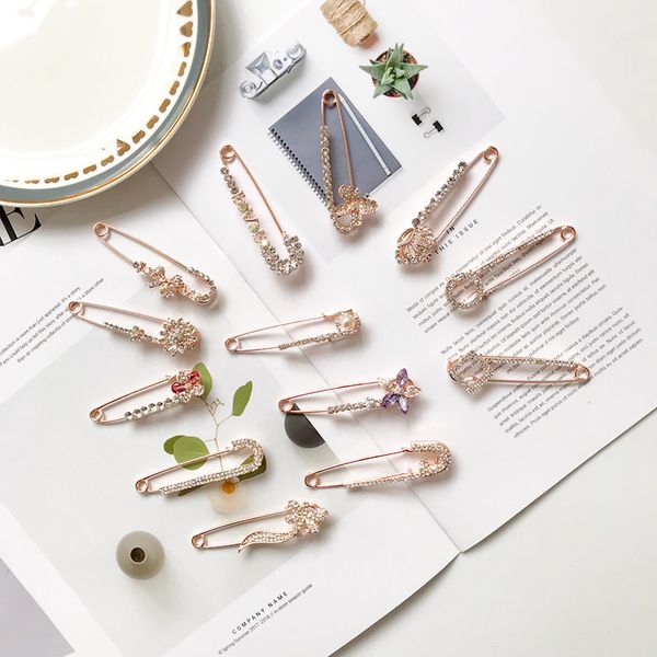 Brooch Big Pin Clothing Creative Versatile Coat Korean One Word Pearl Crystal Diamond