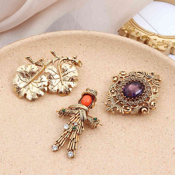 Brooch Copper Casting Electroplating Real Gold Diamond Female Pin Fashion Personality Accessories