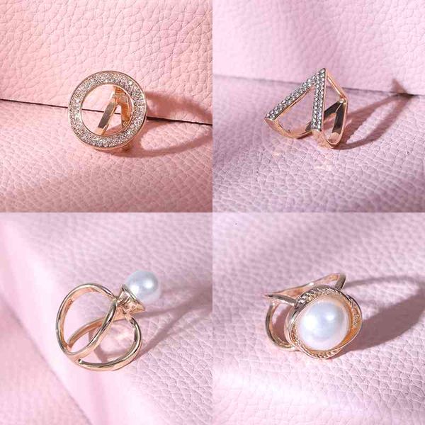 Brooch Round Buckle V-shaped Korean Version Three Ring Scarf Simple Fashion Pin Shawl Anti Tarnish