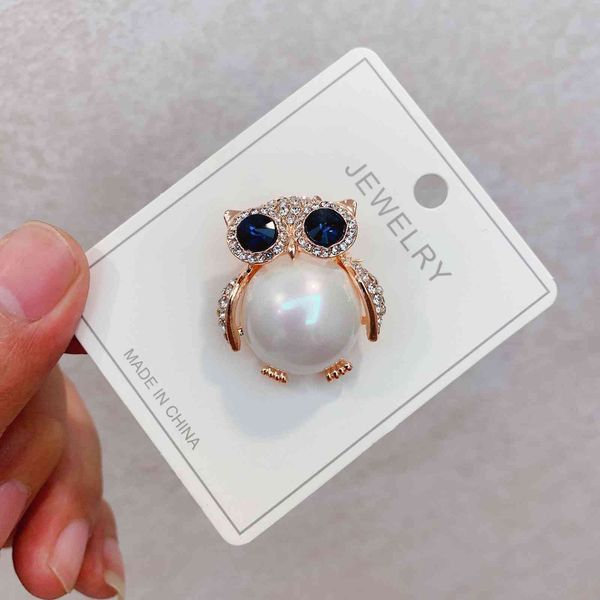 Brooch Top Grade Owl Alloy Diamond Pearl Korean Popular Anti Stray Versatile Accessories