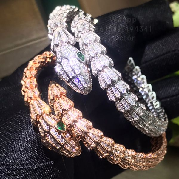 BUIGARI Snake bone collection women's designer bangle with diamonds, 18K gold plated official reproduction luxury fashion anniversary gift 04