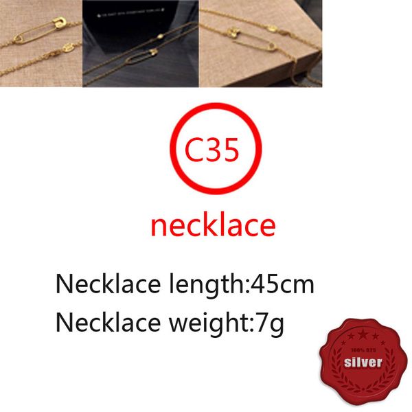 C35 S925 Sterling Silver Necklace Personalized Fashion Punk Hip Hop Style Creative Versatile Retro Gold Plated Pin Cross Flower Chain Shape