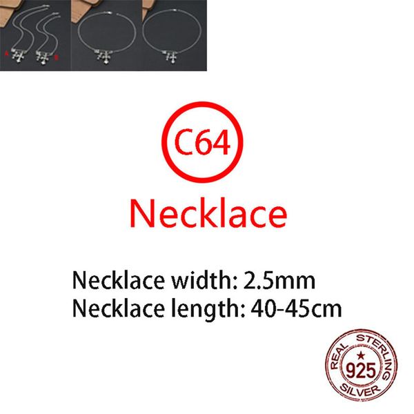 C64 S925 Sterling Silver Necklace featuring a stylish 2 Cross Flower Pendant with Punk Letter Design, perfect for Hip Hop and Vintage fashion lovers as a romantic gift