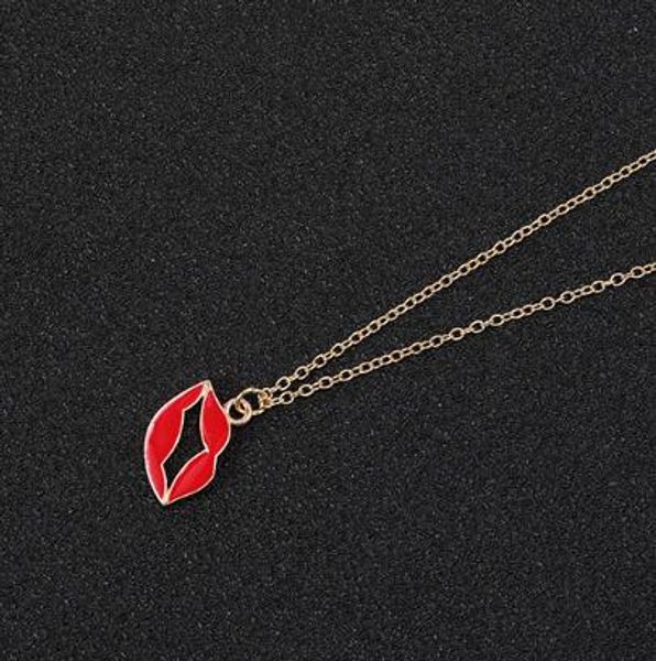 Cartoon-style enamel ice cream pendant necklace featuring a rainbow bridge and cloud design, with red lips charm, designed for women