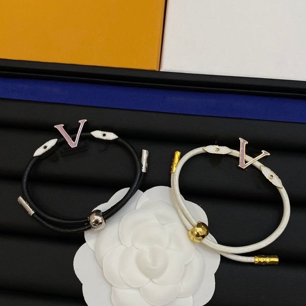 Casual men's woven leather bracelet with adjustable unisex design and letter detailing in two styles