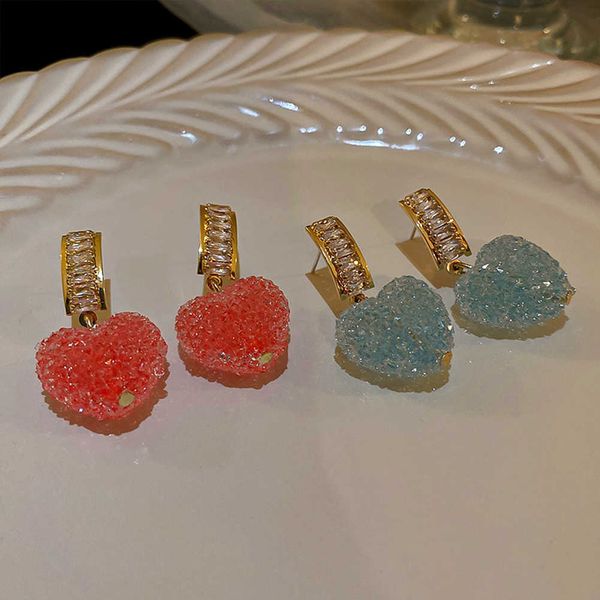 Charm 2022 New Arrival Trendy Lovely Cute Heart Dangle Earrings For Women Fashion Cute Sweet Crystal Jewelry Girl Gift Fondant Earring AA230

Rewritten:
Trendy 2022 heart-shaped dangle earrings for women, featuring sweet crystal charms and fondant details, a lovely jewelry gift