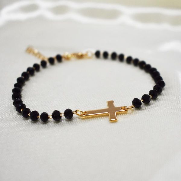 Charm Bracelets 2021 Fashion Exquisite Black Beades Cross Bracelet Gold Color Metal Chain For Women Men Party Gifts Jewelry

Elegant 2021 black beaded cross charm bracelet with gold metal chain, a ...