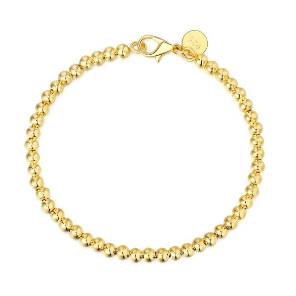 Charm Bracelets 925 Silver Bracelet 18K/14K Gold 4MM Bead Men&Women Jewelry Wedding Gift