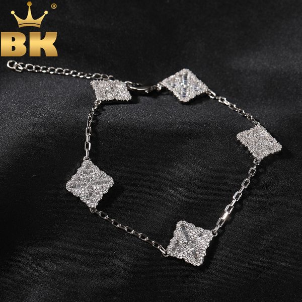 Charm Bracelets THE BLING KING Lucky Four Leaf Clover Bracelet Micro Paved Out Cubic Zirconia Link Gift For Women Girl Hiphop Jewelry 230822

Rewritten:
THE BLING KING's lucky four-leaf clover charm bracelet features micro-paved cubic zirconia links, a stylish gift for women and girls who love hip-hop jewelry