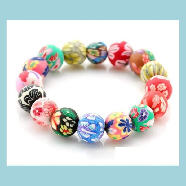 Charm Bracelets with Polymer Clay Flower Beads, Colorful Round Charms, Fast Delivery 2022 Jewelry