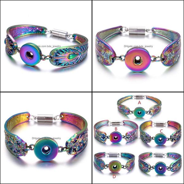 Charm bracelets with snap-on jewelry featuring colorful 18mm magnetic metal buttons, designed for women with interchangeable drops, available for delivery at 20 Dhseller2010 Dhpjd