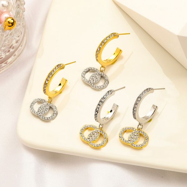 Charm Couple Love Hoop Earrings 925 Diamond Inlaid Stud Earring 18K Gold Jewelry Designer Gifts Earrings New Wedding Party stainless steel J