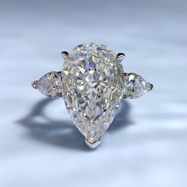 Charm Water Drop 5ct Diamond Ring in genuine 925 sterling silver, perfect for weddings, parties, and engagements, makes a thoughtful gift for women and men