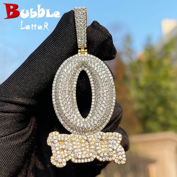 Charms Bubble Letter Iced Out O Block Pendant with Real Gold Plating and Cubic Zirconia Micro Pave Hip Hop Jewelry