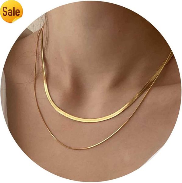 CHESKY 14K Gold and Silver Plated Snake Chain Necklace, Herringbone Necklace for Women and Girls, Gift Jewelry, 15.35mm Width, 35.56-40.64cm Length