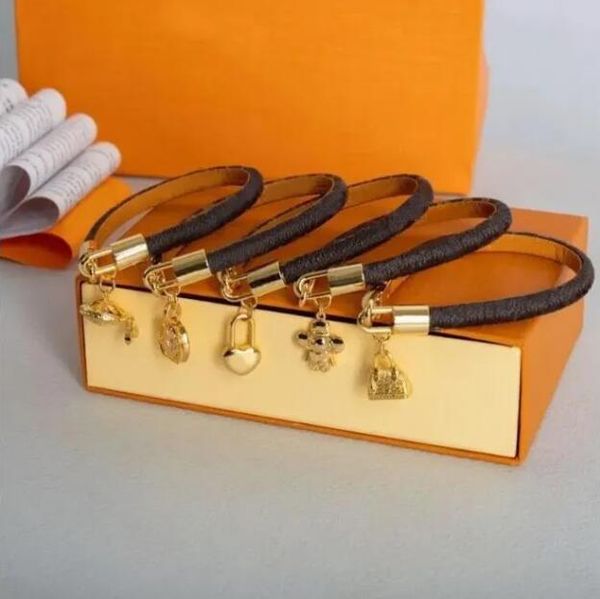 Chic leather charm bracelet with fashion lock design, stylish unisex jewelry for couples