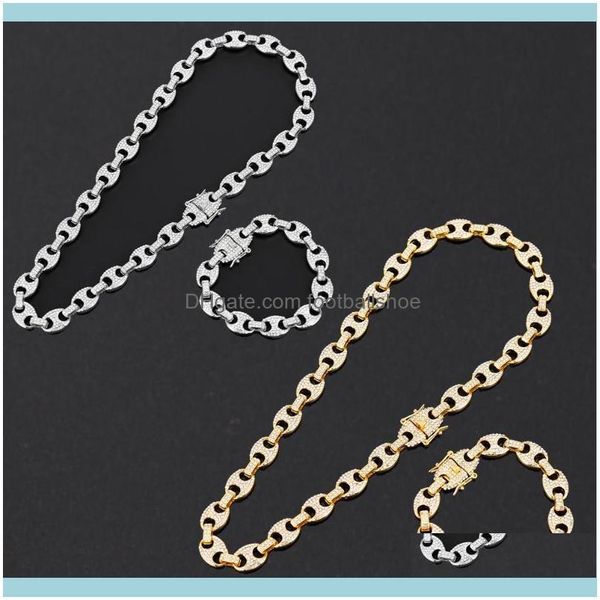 Chic rhinestone hip hop necklace with iced-out CZ coffee bean, pig nose charm, and punk-style link choker for a blinged-out look
