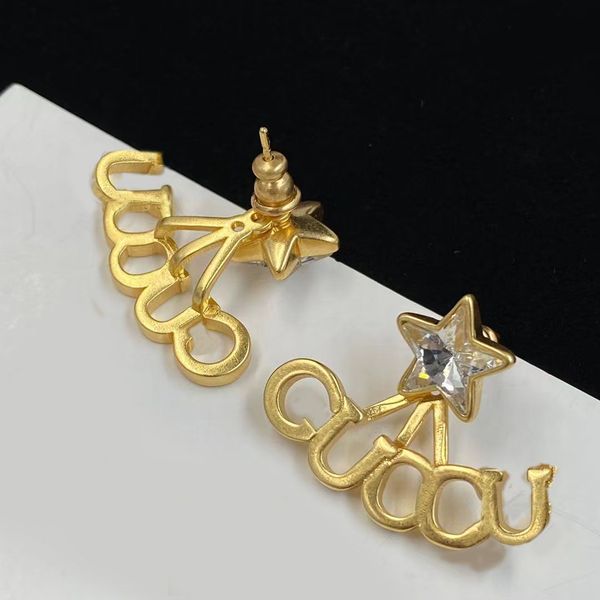 Chic women's luxury designer diamond star pendant earrings, detachable for weddings and parties