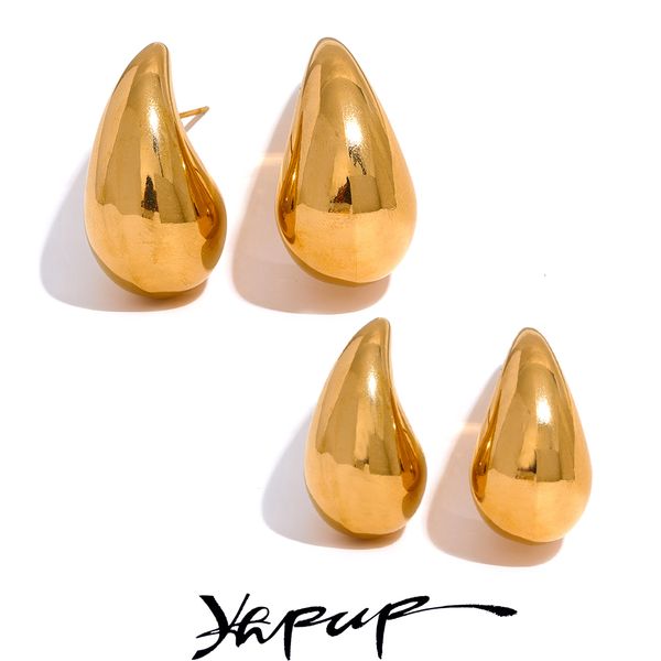 Chic Yhpup Hollow Drop Earrings in Gold-Tone Stainless Steel with Waterproof Design 230823