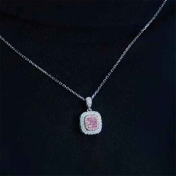 Choucong Elegant 925 Silver Pendant Necklace with Pink Sapphire and CZ Diamonds for Women's Wedding and Party Wear