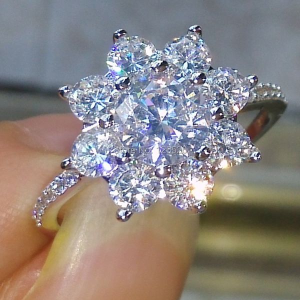 Choucong's elegant 10KT white gold filled wedding ring features 5A zircon stones, available in sizes 5-9 as a perfect gift