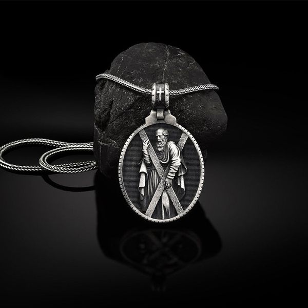 Christian pendant necklace for Catholic devotion to St Andrew