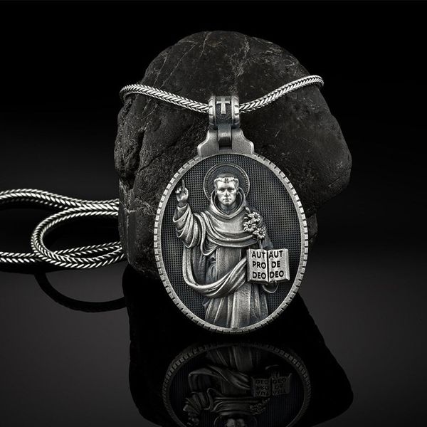 Christian St. Dominic Men's Necklace Catholic Godfather Pendant Metal Religious Accessories