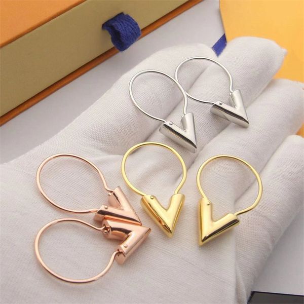 Chunky gold hoop earrings by Louis V, featuring designer letter jewelry for women, made of fade-resistant titanium steel