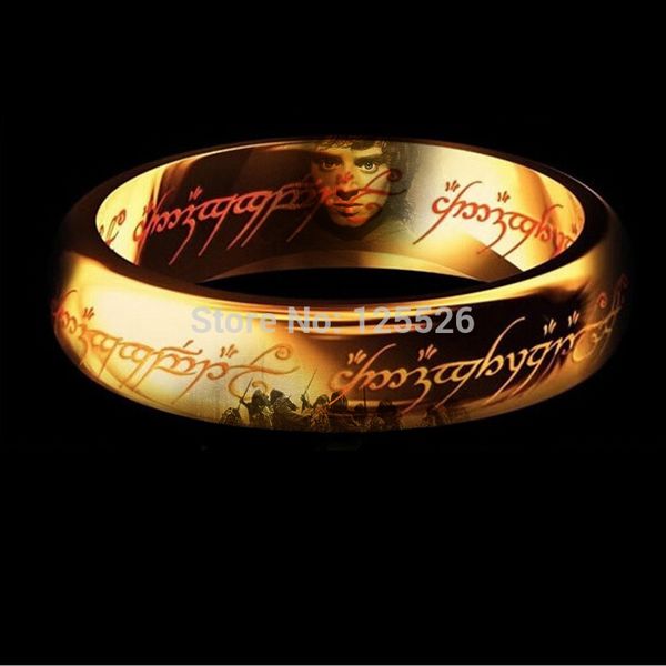 Classic gold LOTR wedding band ring and pendant set, 6mm width, sizes 6-11, with free shipping included as a gift