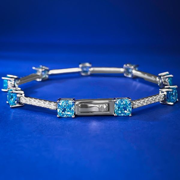 Classic Lab Topaz Diamond Bangle Bracelet in genuine 925 Sterling Silver, perfect for weddings, bridal, and engagement jewelry for women