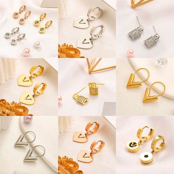 Classic luxury stud earrings for women, elegant 18k gold-plated 925 silver designer jewelry gift