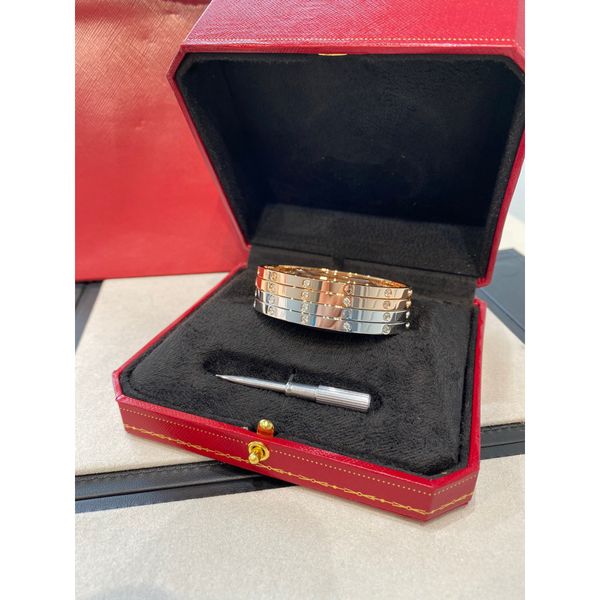 Classic Titanium Steel Bangle Bracelet featuring Screw Design for Women and Men, Elegant Love Pattern Luxury Gift in Gold with Diamond Accents, Durable and Tarnish-Free