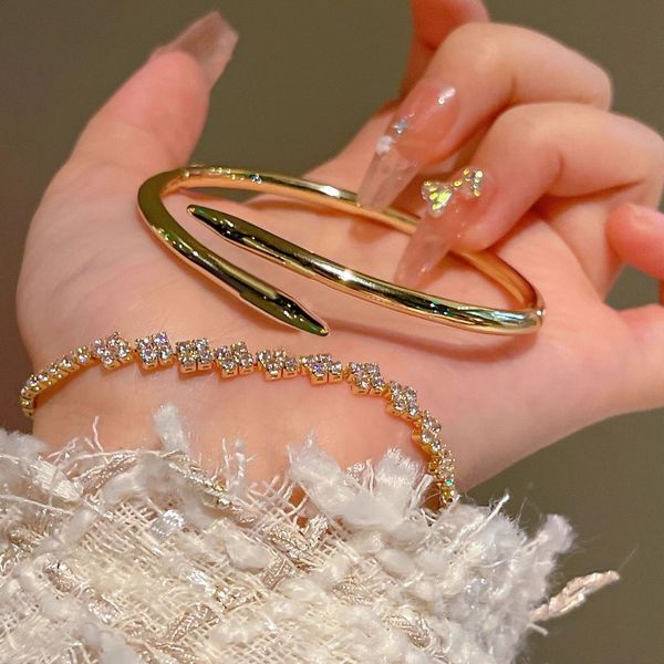 Classic unisex nail cuff bracelet, stylish bangle jewelry for birthdays and gifts