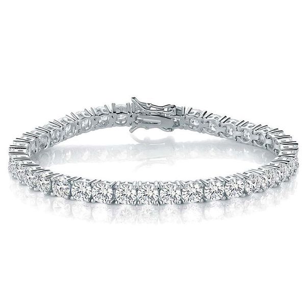 Classic white gold plated tennis bracelet for women, available in 3/4/5mm widths, ideal as hip hop jewelry or a Valentine's Day gift for men and women