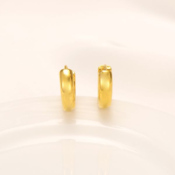 Classic women's heavy 9k Thai Baht gold-filled yellow solid fine gold huggies hoop earrings for beauty