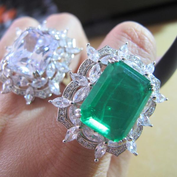 Cluster Rings 2021 Vintage Women Real Pure 925 Sterling Silver And Cubic Zircon Created Stone Ring Party Jewelry