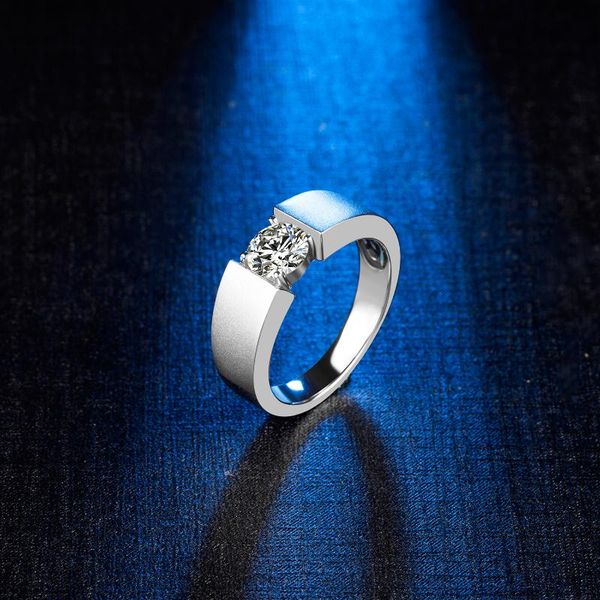 Cluster Rings BOEYCJR 925 Sterling Silver 1ct F Color Moissanite VVS1 Engagement Wedding Diamond Ring For Men With National Certificate