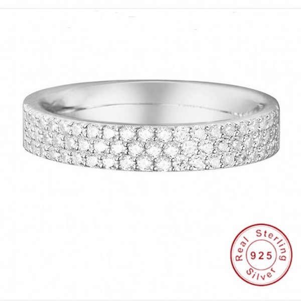 Cluster Rings Lose Money Eternity Promise Ring 925 Sterling Silver 3 Rows Pave Simulated Diamond Wedding Band For Women Men Fine Jewelry