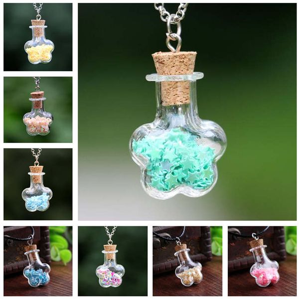 Colorful star glass pendant necklace for women with chain, mixed order GSFN310