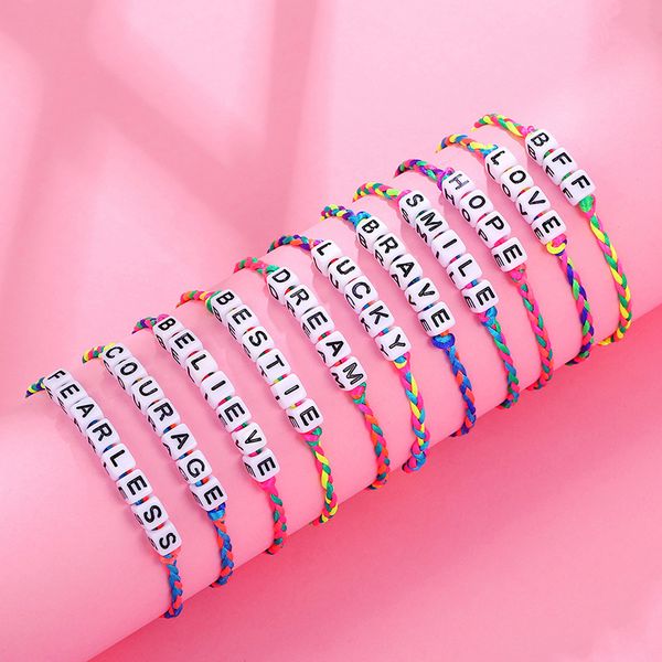 Colorful woven charm bracelets for kids, trendy and fun jewelry