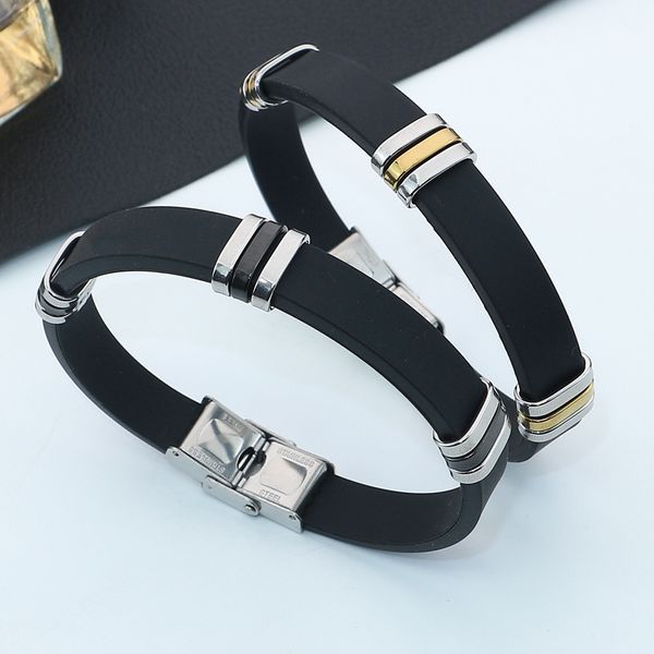Cool silicone link bracelet with sporty wristband design