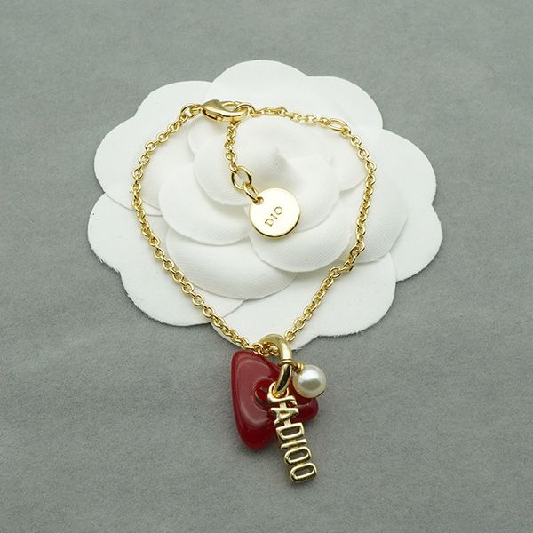Cuff Stud Earrings and Family Red Love Letter Necklace, along with Dijia Pearl Earring Set Jewelry for women